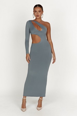 Women's Meshki Joyce Recycled Nylon Cut Out Maxi Dress Light Charcoal Australia | R1M-5640