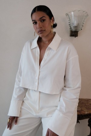 Women's Meshki Julianna Cotton Button Up Shirts White Australia | V5J-5980