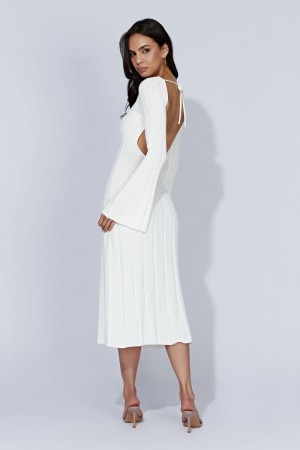 Women's Meshki Juniper Flare Sleeve Knit Midi Dress White Australia | H7F-8958