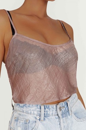 Women's Meshki Kiana Iridescent Camisole Skin Pink Australia | N9J-5172