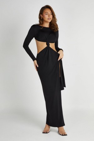 Women's Meshki Kiandra Slinky Knot Maxi Dress Black Australia | S4K-1785