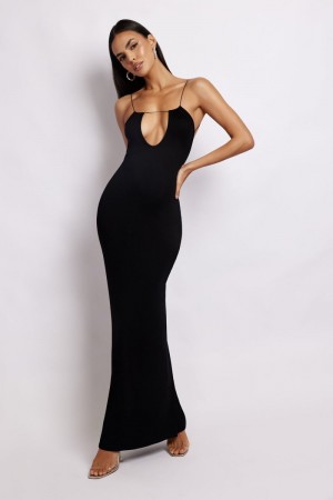 Women's Meshki Kirsty Strappy Circle Cutout Maxi Dress Black Australia | Z1P-3343