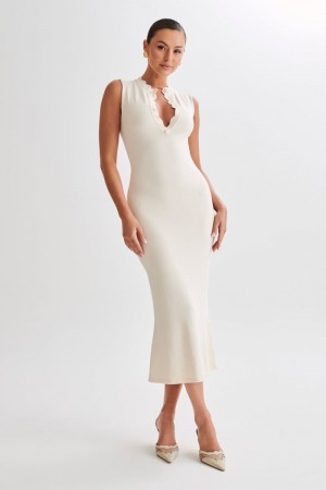 Women's Meshki Korva Knit Midi Dress White Australia | P2Q-7198