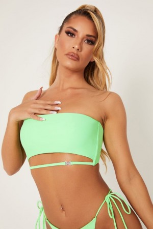 Women's Meshki Kyndall Meshki Logo Strap Bandeau Bikini Top Bikinis Green Australia | F8J-4692