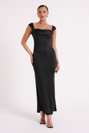 Women's Meshki Lacey Backless Satin Maxi Dress Black Australia | V7Z-3551