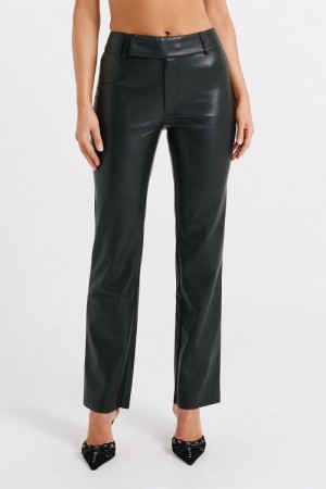 Women's Meshki Laurette Faux Leather Straight Leg Pants Black Australia | X8S-2184