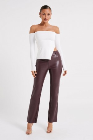 Women's Meshki Laurette Faux Leather Straight Leg Pants Dark Chocolate Australia | V5E-5691