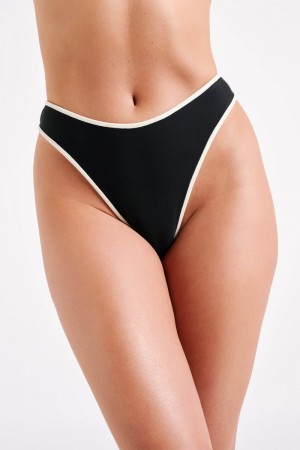 Women's Meshki Leandra Recycled Contrast Bikini Bottom Bikinis Black Australia | B5J-3468