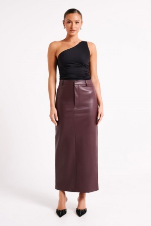 Women's Meshki Lottie Faux Leather Maxi Skirts Purple Australia | F1D-8306