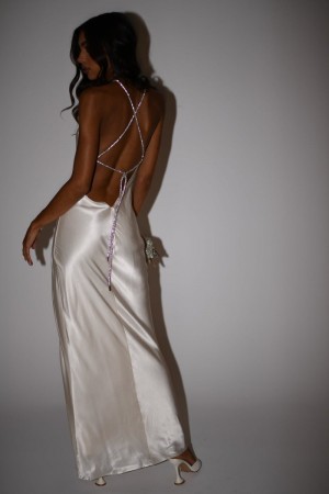 Women's Meshki Louise Diamante Rope Maxi Dress White Australia | K3U-5279