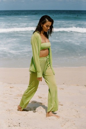 Women's Meshki Lucille Shimmer Swim Cover Up Pants Lime Australia | S9J-2026