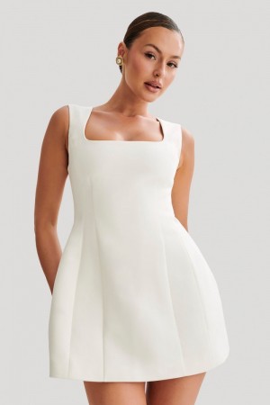 Women's Meshki Lysandre Crepe Mini Dress White Australia | W6U-3505