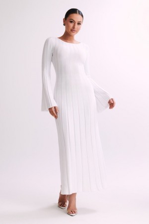 Women's Meshki Mabel Long Sleeve Knit Maxi Dress White Australia | X9E-1417