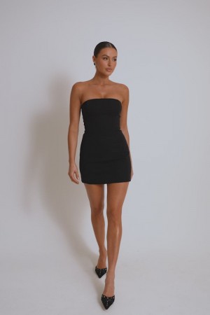 Women's Meshki Maci Crepe Mini Dress Black Australia | E9K-2233