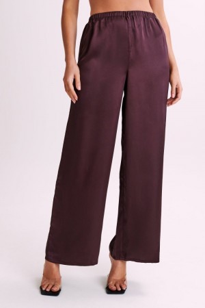 Women's Meshki Marciela Satin Straight Leg Pants Purple Australia | D3E-7008