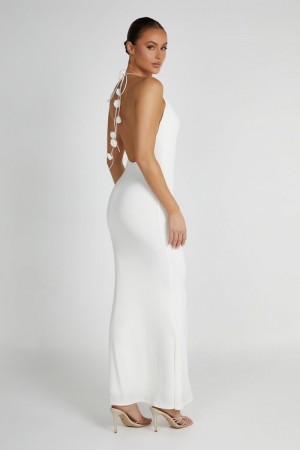 Women's Meshki Marion Rose Halter Maxi Dress White Australia | X6B-6081