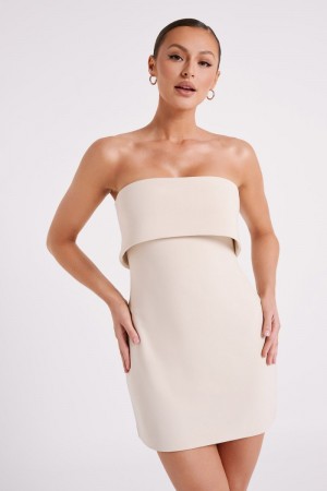 Women's Meshki Mariska Strapless Crepe Mini Dress Cream Australia | V6Z-4929