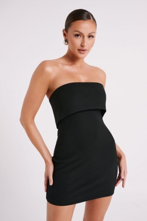 Women's Meshki Mariska Strapless Crepe Mini Dress Black Australia | K4U-3637