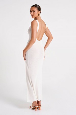 Women's Meshki Maxine Sheer Knit Maxi Dress White Australia | H5V-7896