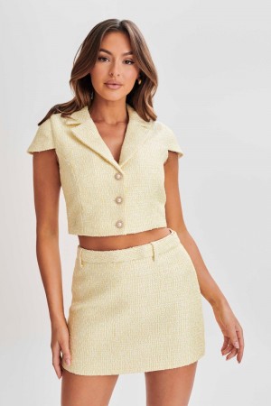 Women's Meshki Mercer Tweed Tops Lemon Australia | M1U-9385