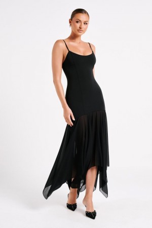 Women's Meshki Minka Chiffon Maxi Dress Black Australia | Q5K-6655