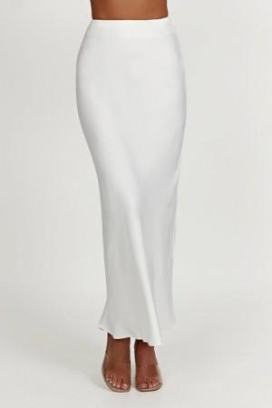 Women's Meshki Missy Maxi Satin Skirts White Australia | W2R-6418