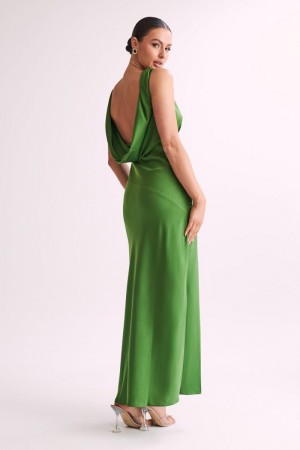 Women's Meshki Nadia Satin Back Cowl Maxi Dress Green Australia | D2Z-5890