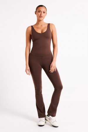 Women's Meshki Nadine Yoga Tops Dark Chocolate Australia | W5U-4907