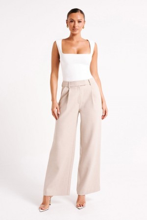 Women's Meshki Natalie Textured Wide Leg Pants White Australia | R3T-6472