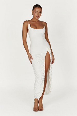 Women's Meshki Nevaeh Rose Midi Dress White Australia | H4Y-7686