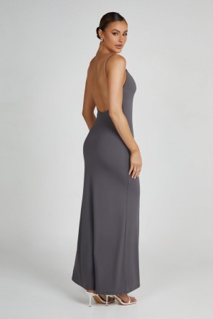 Women's Meshki Nikkita Recycled Nylon Strappy Maxi Dress Deep Grey Australia | U1H-0546