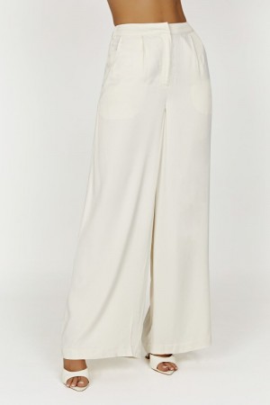 Women's Meshki Nour Satin Wide Leg Pants White Australia | B8K-0901