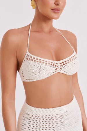 Women's Meshki Paris Crochet Bralettes White Australia | L2J-7164