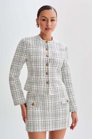 Women's Meshki Priscilla Tweed Jackets White Australia | Q8O-7545