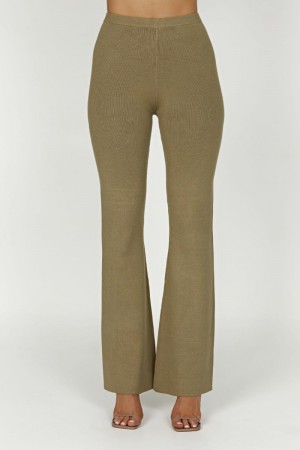 Women's Meshki Rosetta Flare Knit Pants Olive Australia | J6V-8902