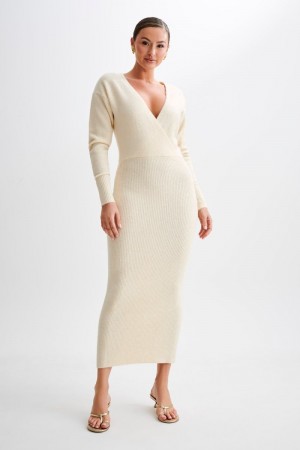 Women's Meshki Shannon Knit Maxi Dress Cream Australia | Y4C-0833