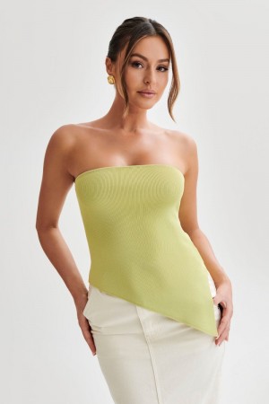 Women's Meshki Sidney Asymmetrical Strapless Knit Tops Green Australia | R4O-4715