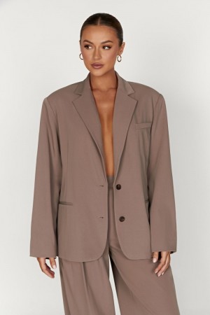 Women's Meshki Simone Oversized Blazers Chocolate Australia | S5A-6871