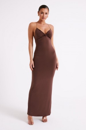 Women's Meshki Sinead Twist Maxi Dress Brown Australia | Q8I-3748