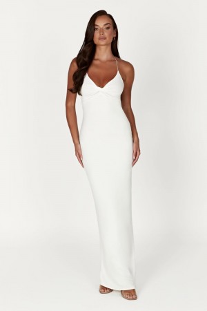 Women's Meshki Sinead Twist Maxi Dress White Australia | R3O-9660