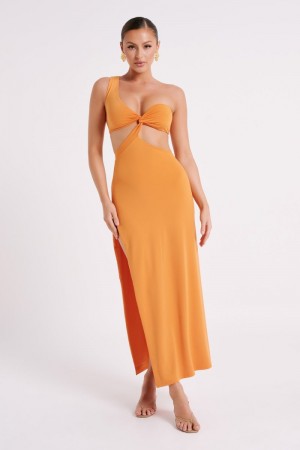 Women's Meshki Solana One Shoulder Maxi Dress Orange Australia | X4B-2040