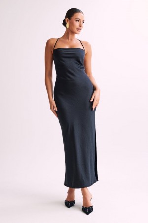 Women's Meshki Sydney Straight Neck Slip Maxi Dress Black Australia | X1K-8774