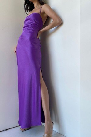 Women's Meshki Sydney Straight Neck Slip Maxi Dress Purple Australia | U3V-4284