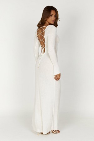 Women's Meshki Talia Open Back Knit Maxi Dress White Australia | E4D-3082