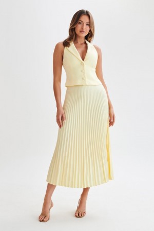 Women's Meshki Twyla Pleated Suiting Maxi Skirts Lemon Australia | Y6Y-3664