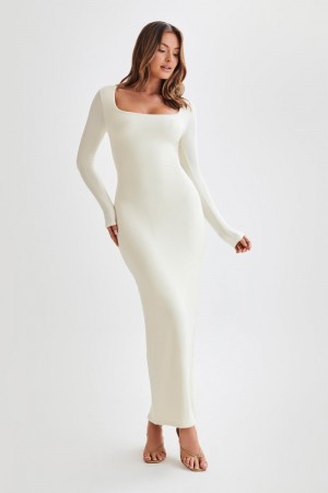 Women's Meshki Vanessa Modal Long Sleeve Midi Dress Cream Australia | P5D-5836