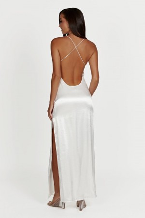 Women's Meshki Whitney Wetlook Maxi Dress White Australia | V3W-9798