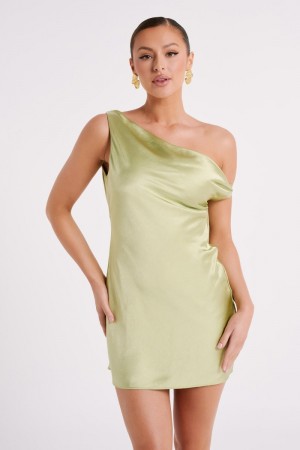 Women's Meshki Yvette Off Shoulder Mini Dress Green Australia | A7U-4650