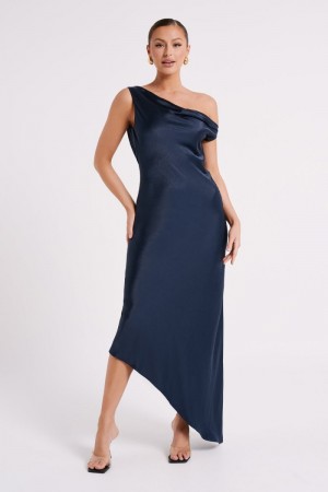 Women's Meshki Yvette Slip Asymmetrical Hem Maxi Dress Navy Australia | S3R-3634