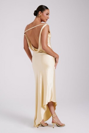 Women's Meshki Yvette Slip Asymmetrical Hem Maxi Dress Light Yellow Australia | H4B-3600